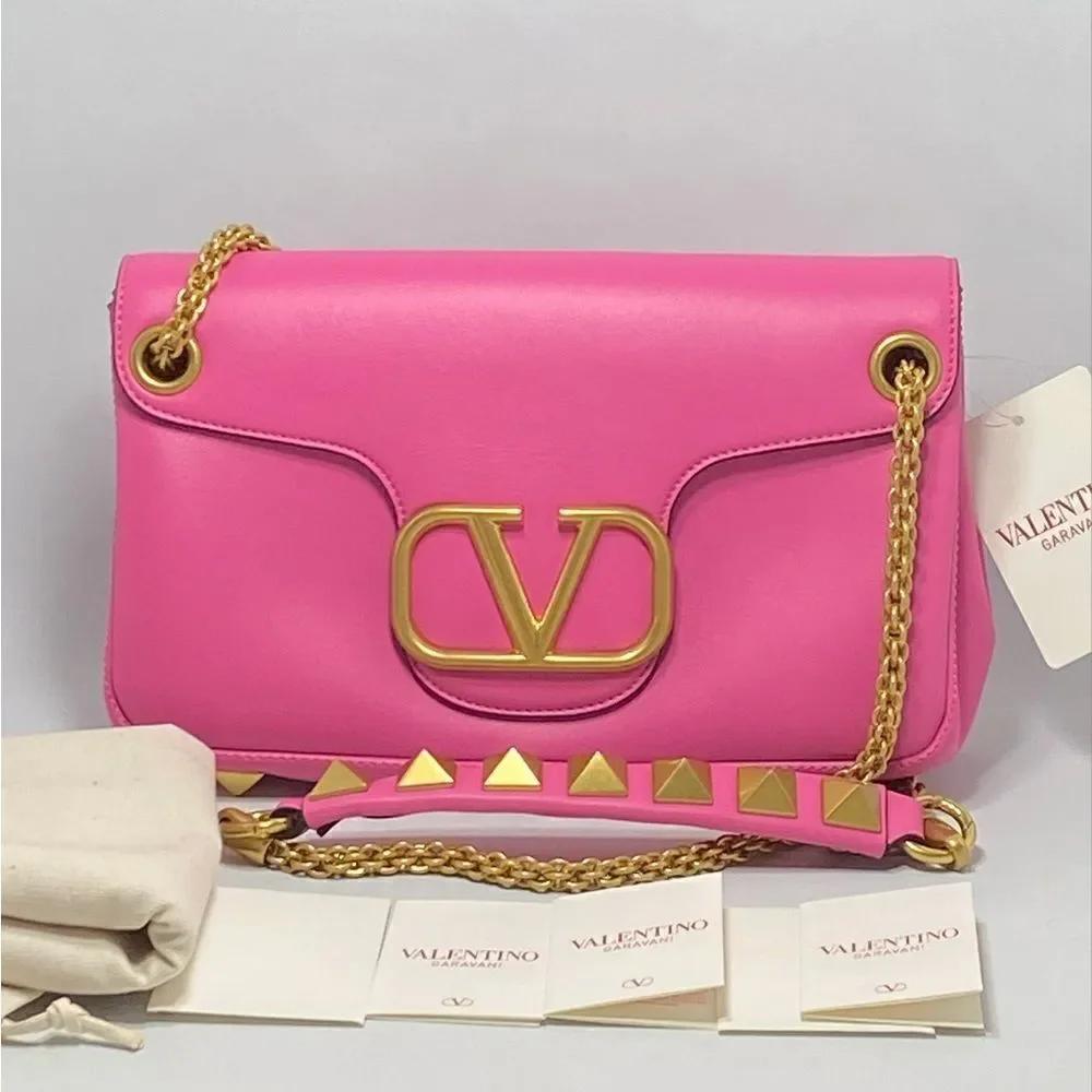 Valentino Garavani VLogo Leather Shoulder Bag